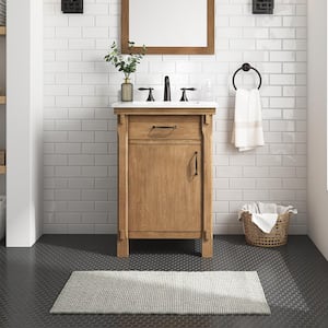 Bellington 24 in. W x 22 in. D x 34 in. H Single Sink Bath Vanity in Almond Toffee with White Engineered Stone Top