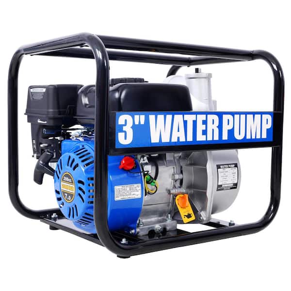 7 HP Gas 4-Stroke Water Pump, 264 GPM, 98ft Lift, 3" Inlet/Outlet, Portable Utility Pump