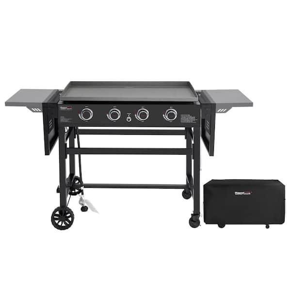 Royal Gourmet 36 in. 4-Burner Propane Gas Griddle Flat Top Grill with Cover in Steel