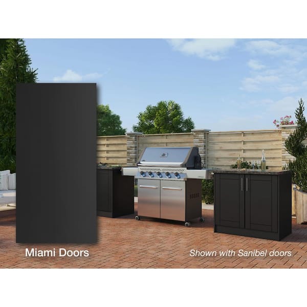 Miami Pitch Black 16 piece 73.25 in. x 34.5 in. x 25.5 in. Outdoor Kitchen Cabinet Island Set