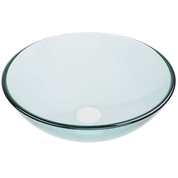 Giovanni Iridescent Glass 17 in. L x 17 in. W x 7 in. H Round Vessel Bathroom Sink