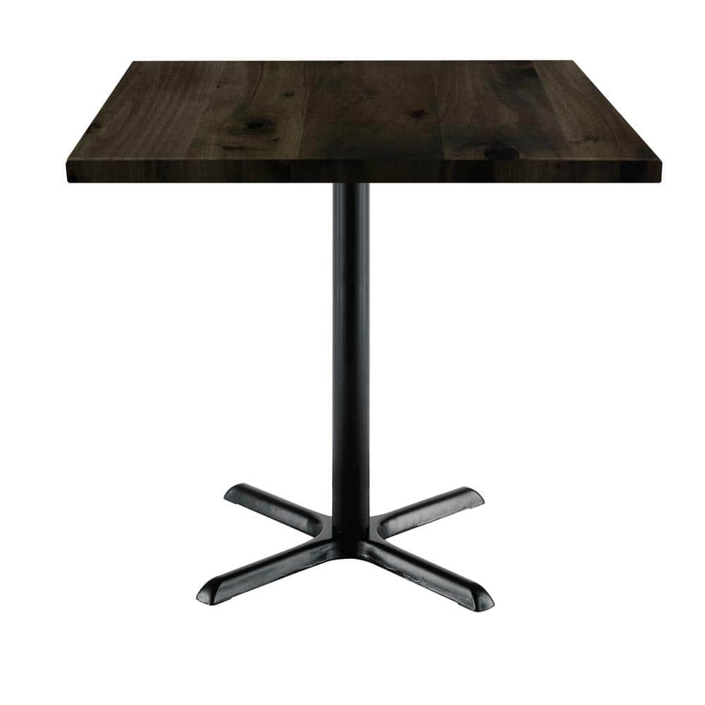 Urban Loft 36 in. Square Barnwood Solid Wood Counter Table with X-Shaped Bl