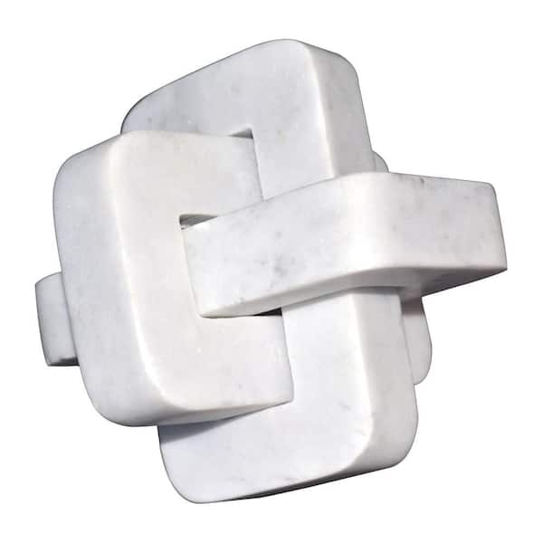 Liv & Skye White 5 in. Marble Geometric Abstract Interlinking Orb