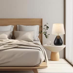 Althea 15.5 in. 1-Light Black Ceramic Table Lamp with White Linen Shade