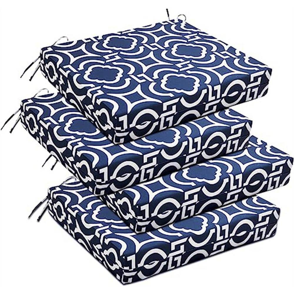 Outdoor Chair Cushions, Waterproof Square Corner Memory Foam Seat Cushions 
