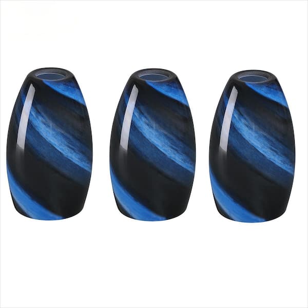 7.64 in. Blue Art Glass Globe Pendant Shade for Mini Pendant with 1.65 in. Lip Fitter (Not Included) (3-Pack)