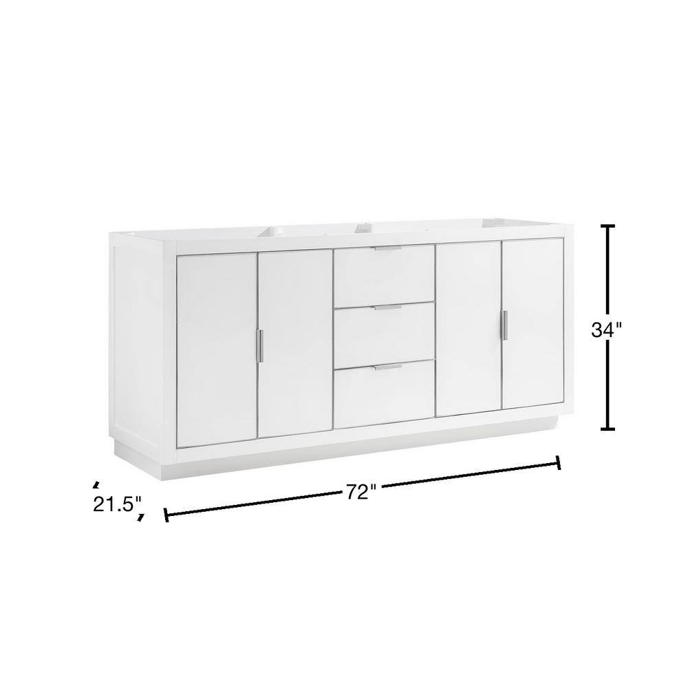 Austen 72" White Solid Wood Double Vanity Cabinet