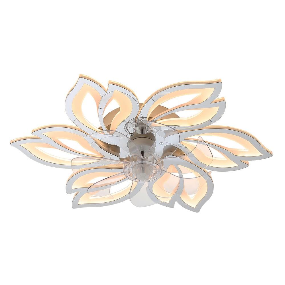 FIRHOT 26 in. Integrated LED Indoor Chrome Ultra Quiet Flush Mount Ceiling Fan with Light and