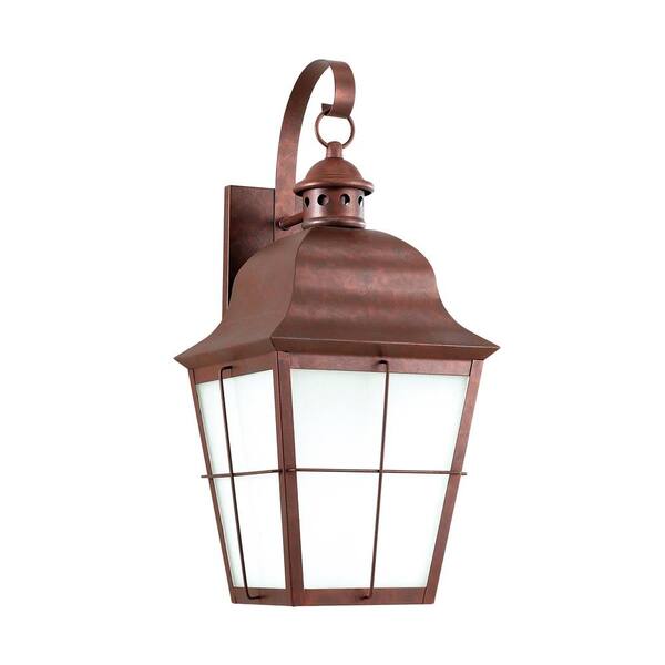 Generation Lighting Chatham Large 1-Light Weathered Copper Outdoor 21 in. Wall Mount Lantern