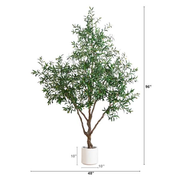 Nearly Natural 8 ft. Artificial Grand Olive Tree in White