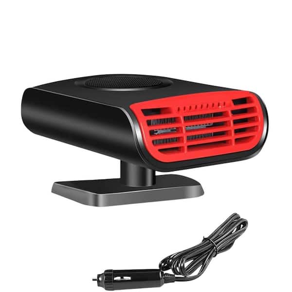150-Watt 12-Volt Portable Forced Air Car Heater and Defroster Heating and Cooling Fan Plugs Black Electric