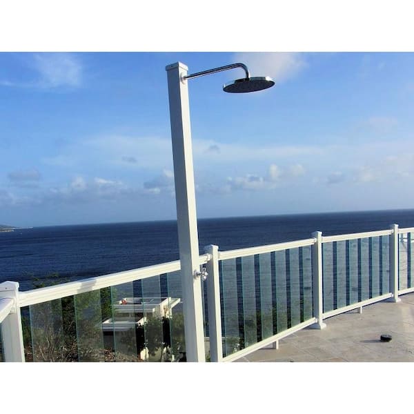 EZ Handrail 3 in. x 3 in. x 44 in. White Aluminum Post with Welded Base
