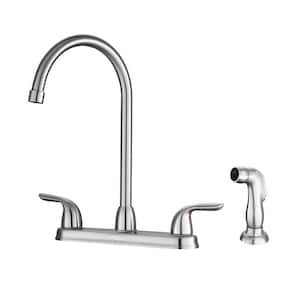 2-Handle Pull-Out Sprayer Kitchen Faucet with 4-Hole Installation in Brushed Nickel