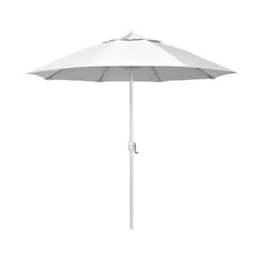 7.5 ft. Matted White Aluminum Market Patio Umbrella Fiberglass Ribs and Auto Tilt in Natural Sunbrella