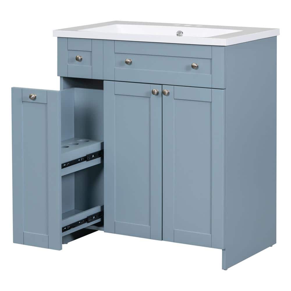 30.00 in. W x 18.00 in. D x 34.50 in. H Freestanding Bath Vanity in Blue wi