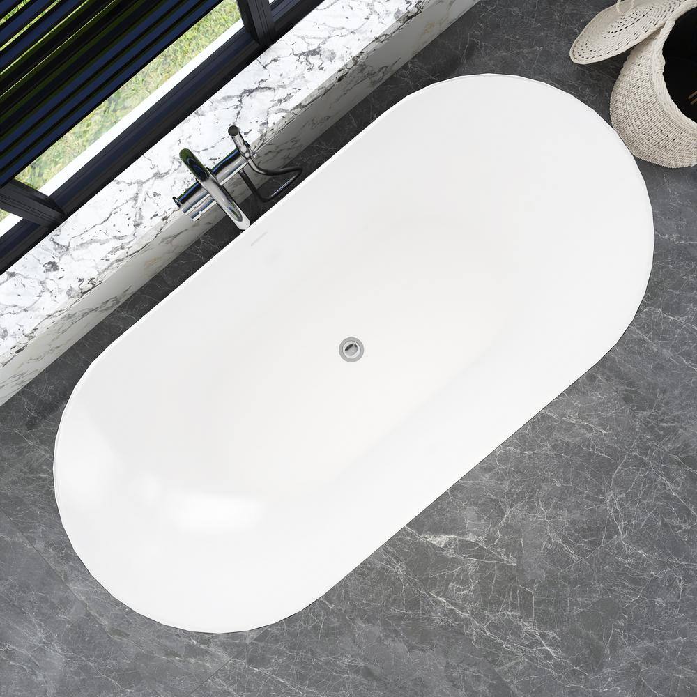 59" Black and White Acrylic Double Slipper Freestanding Bathtub