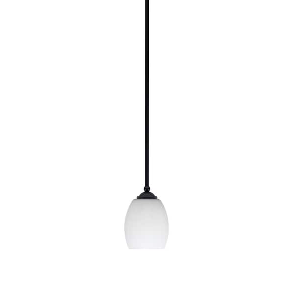 Unbranded Clevelend 100-Watt 1-Light Black Pendant Mini Pendant Light with White Linen Glass Shade Light Bulb Not Included