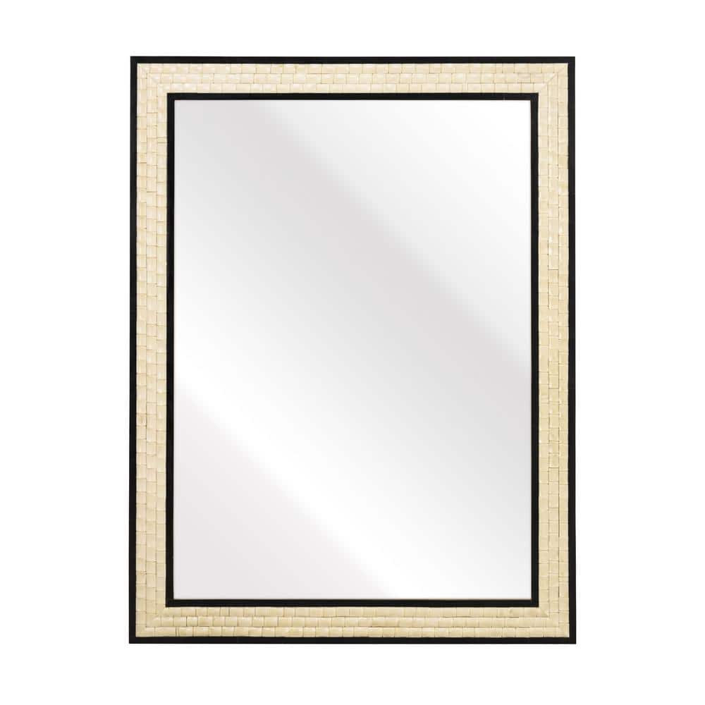 Newberg 30 in. W x 40 in. H Resin White Wall Mirror HD231025693 The