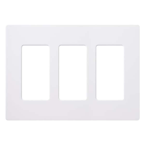 Lutron Claro 3 Gang Wall Plate for Decorator/Rocker Switches, Gloss, White (CW-3-WH) (1-Pack)