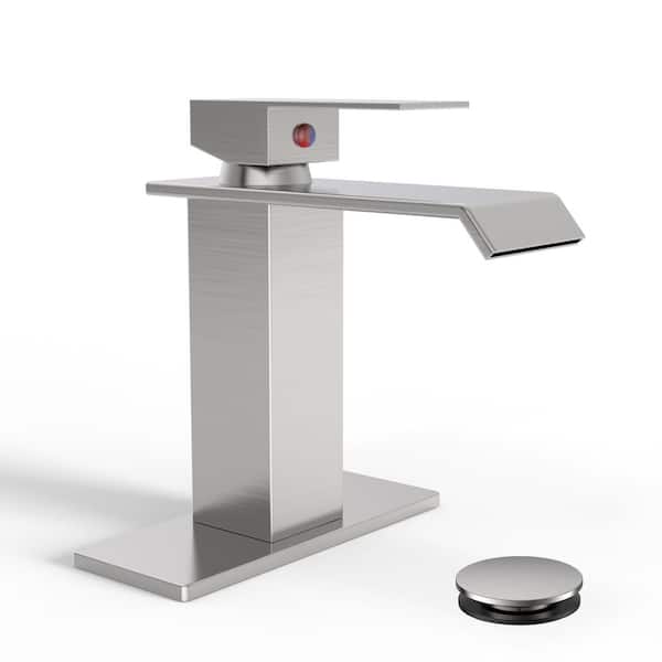 BWE Single Hole Single-Handle Bathroom Sink Faucet with Deck Plate