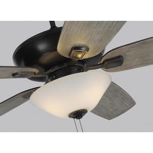 Colony Super Max Plus 60 in. Transitional Aged Pewter Ceiling Fan with Light Grey Weathered Oak Blades and LED Light Kit