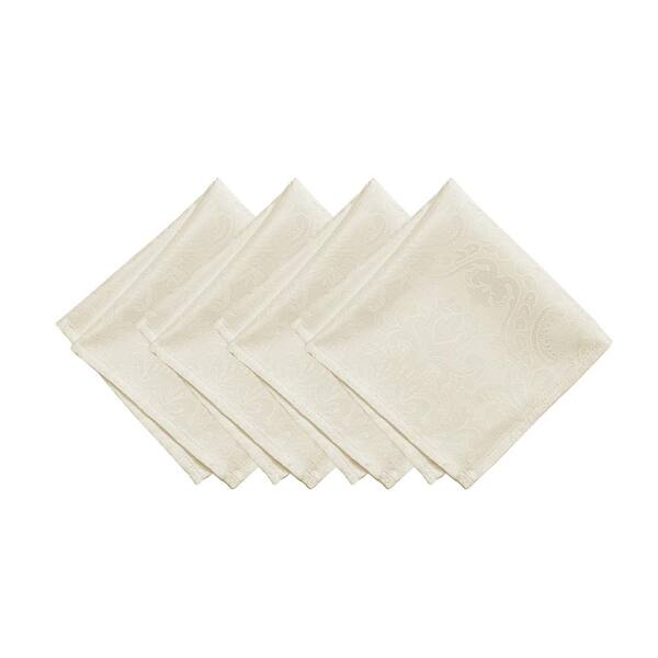 Threadmade Home Caiden Elegance Damask Napkin, set of 4, Ivory - 17"W x 17"L