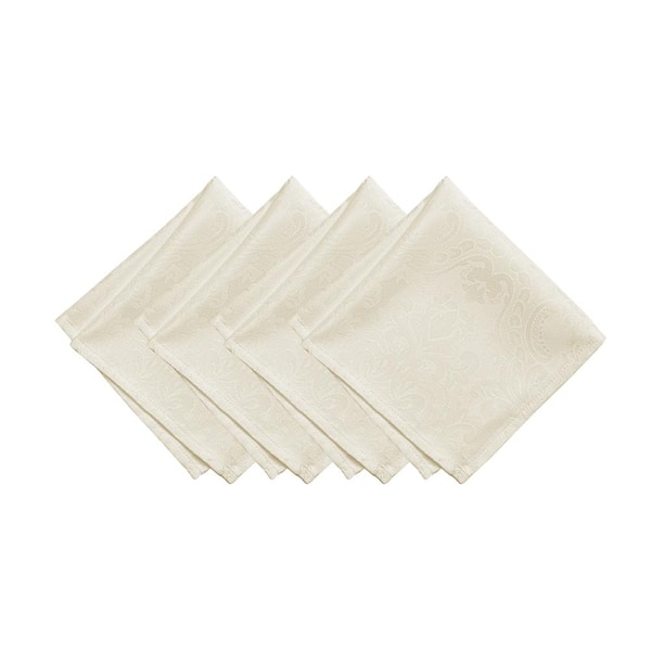 Threadmade Home Caiden Elegance Damask Napkin, set of 4, Ivory - 17"W x 17"L