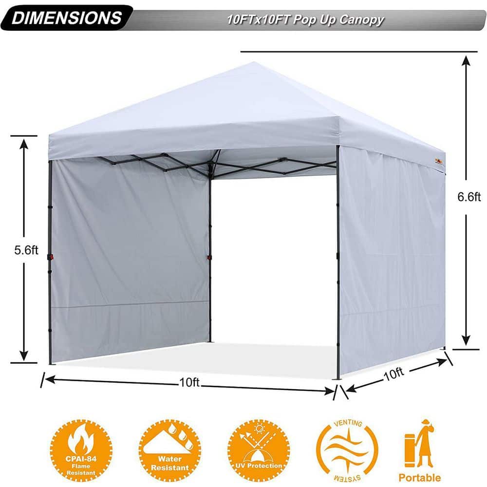 White 10x10 Pop Up Canopy Tent with Sidewalls