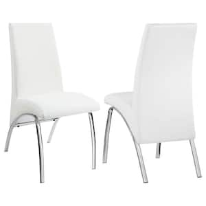 White Leather Wooden Frame Dining Chair (Set of 2)