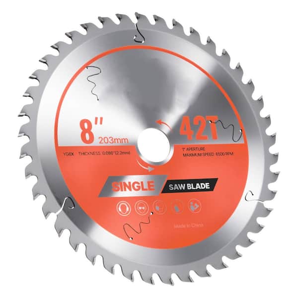 Circular Saw Blade, 8 in. Diameter, 42 Sharp Alloy Teeth, 1 in. Arbor, Fine Finish, Wood Cutting Blade, 2025 update