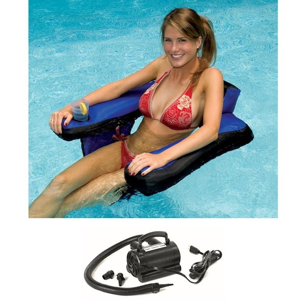 Swimline Inflatable Nylon Fabric Covered Pool Chair with 110-Volt Air Pump