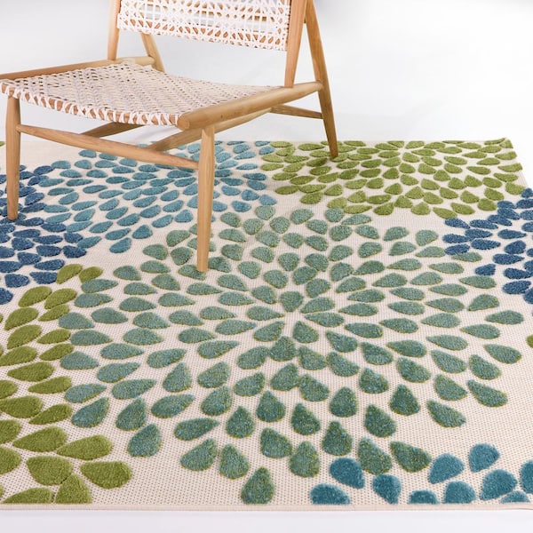 Park Pointe Green 5 ft. x 7 ft. Color Burst Indoor/Outdoor Area Rug