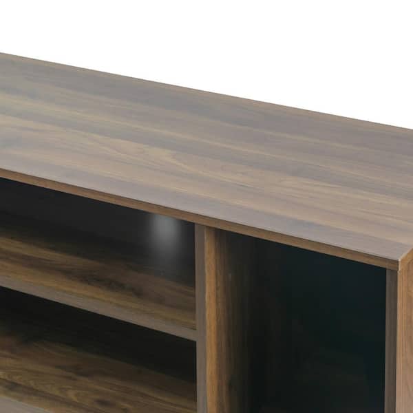 Glamour Home Anona 71 in. Walnut Composite TV Stand Fits TVs Up to