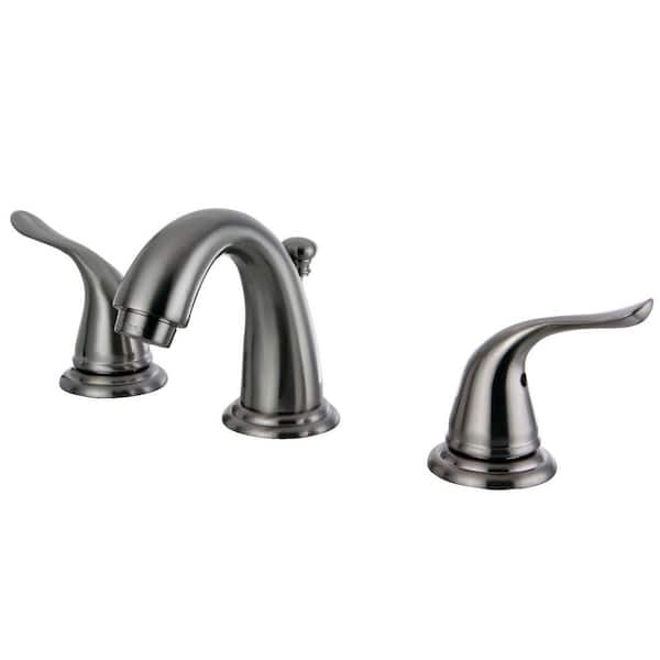 Kingston Brass Yosemite 8 in. Widespread 2-Handle Bathroom Faucets with Plastic Pop-Up in Brushed Nickel
