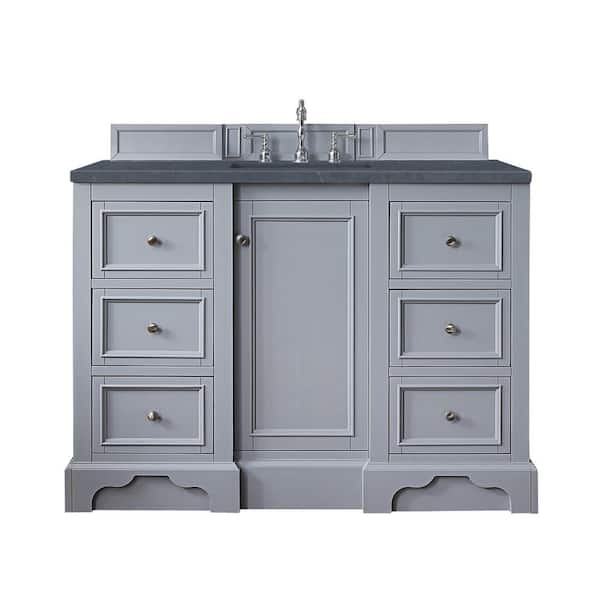James Martin Vanities De Soto 49.3 in. W x 23.5 in. D x 36.3 in. H Single Vanity in Silver Gray with Quartz Top in Charcoal Soapstone