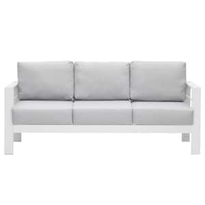 Aluminum Outdoor Couch with Light Gray Cushions