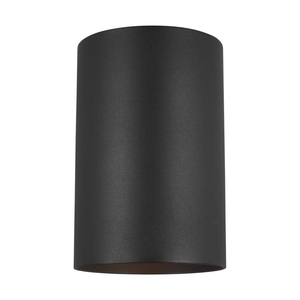 Black Aluminum 12" Indoor/Outdoor Flush Mount Cylinder Light