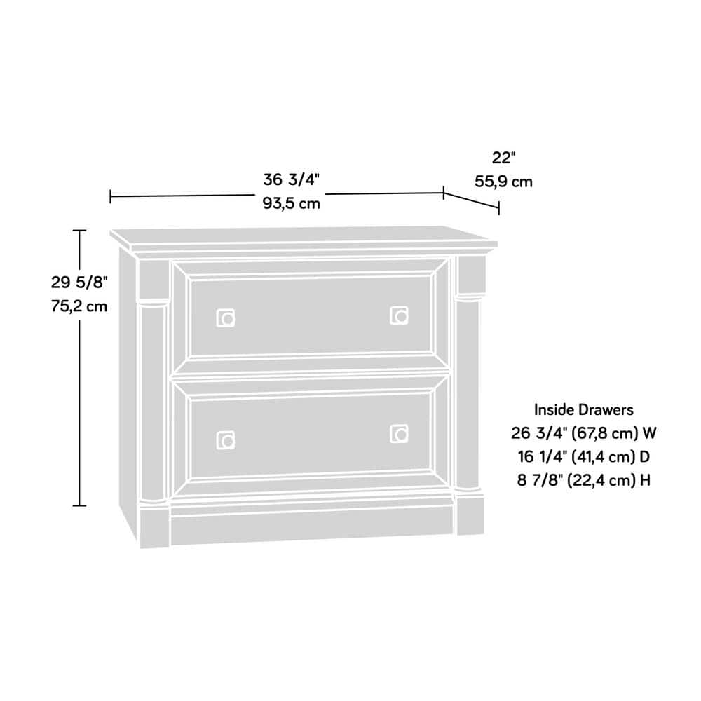Split Oak 2-Drawer Lateral File Cabinet with Laminate Surface