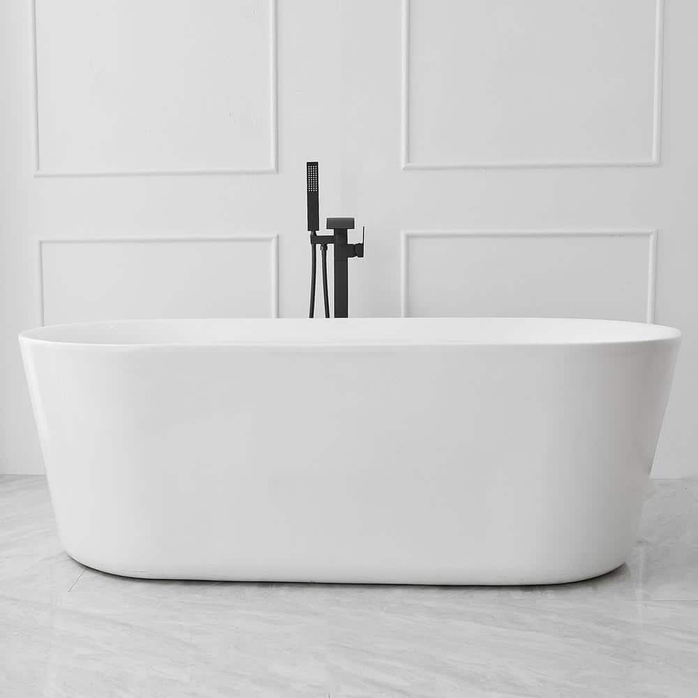Matte Black Brass Freestanding Tub Faucet with Hand Shower