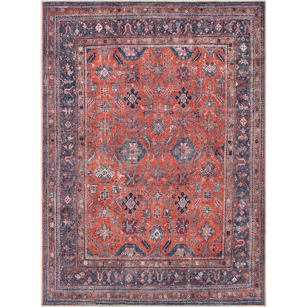 Well Woven Lotus Daliah Vintage Persian Oriental Red 7 ft. 10 in. x 9 ft. 10 in. Area Rug