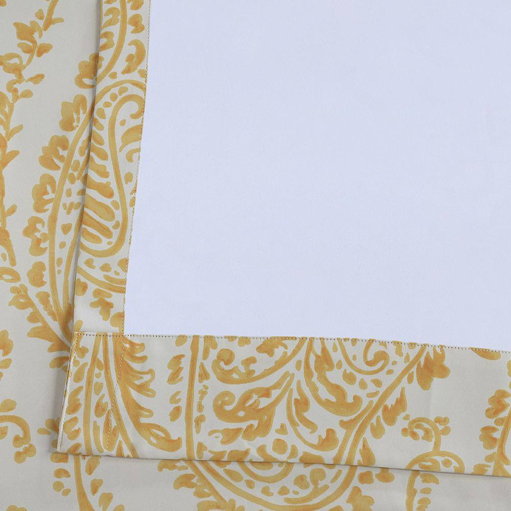 Tea Time Yellow Gold Floral Blackout Polyester Curtain Panel