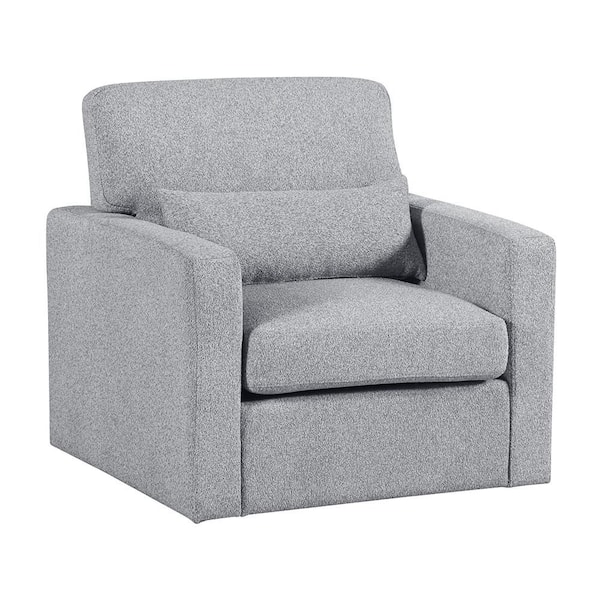 Lazzara Pegosa Gray Boucle Fabric Upholstery Swivel Chair