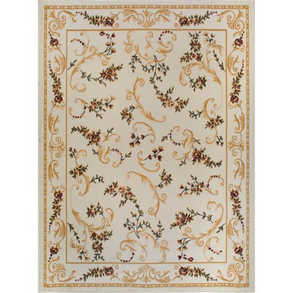 Home Dynamix Optimum Ivory/Beige 8 ft. x 10 ft. Floral Indoor Area Rug