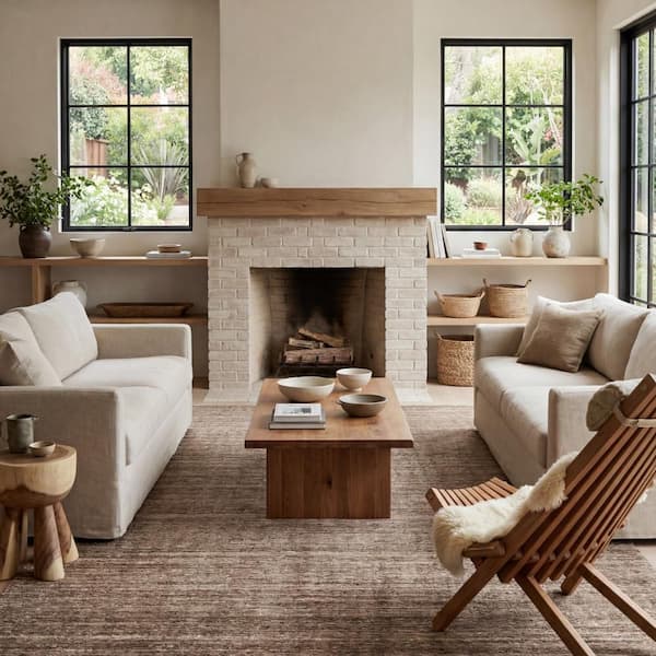 Elanisse Solid Wool Area Beige 9 ft. x 12 ft. Indoor Area Rug