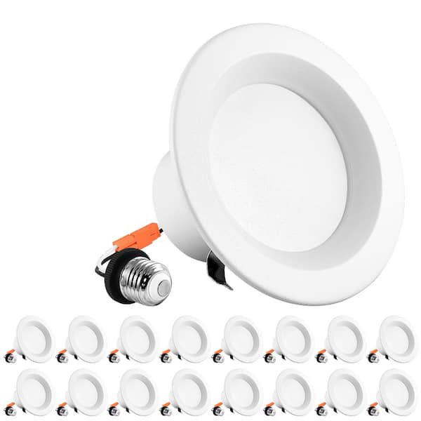 LUXRITE 4 in. Can Light 10-Watt=60-Watt 5 Color Selectable Dimmable Remodel Integrated LED Recessed Light Kit 750lm (16-Pack)