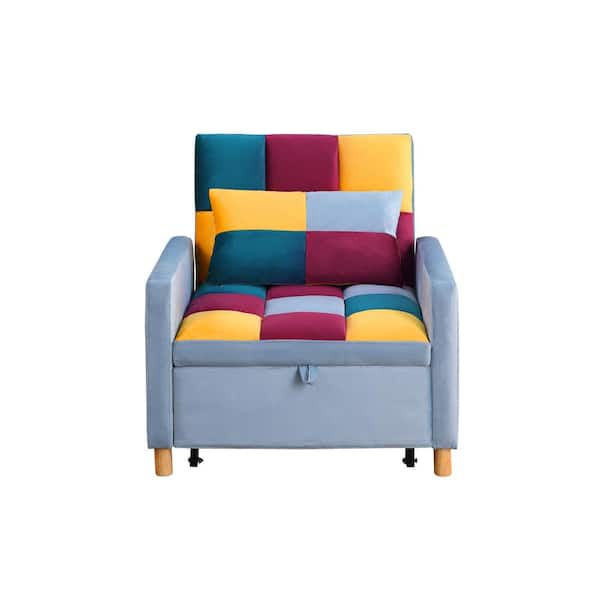 TIRAMISUBEST TD Garden Metal Lounge Adjustable Chair Ergonomic Comfort With Blue velvet Cushion