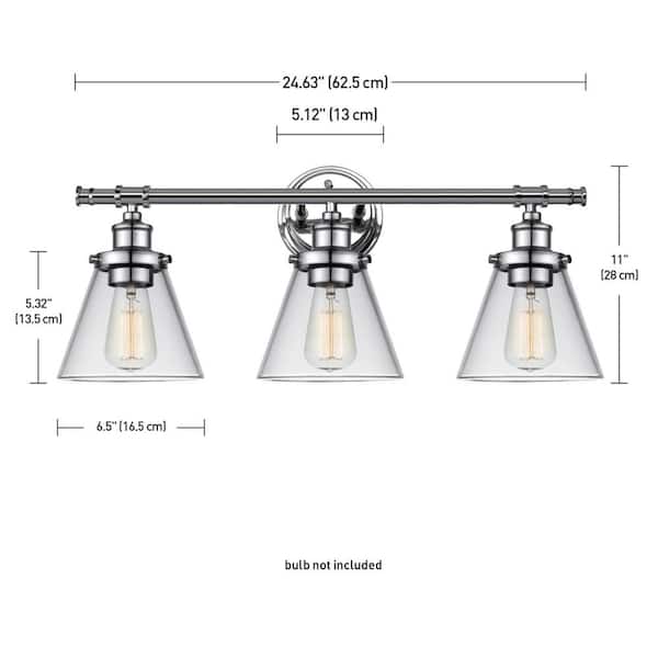 Globe Electric Parker 2-Light Chrome Vanity Light with Clear Glass Shades 