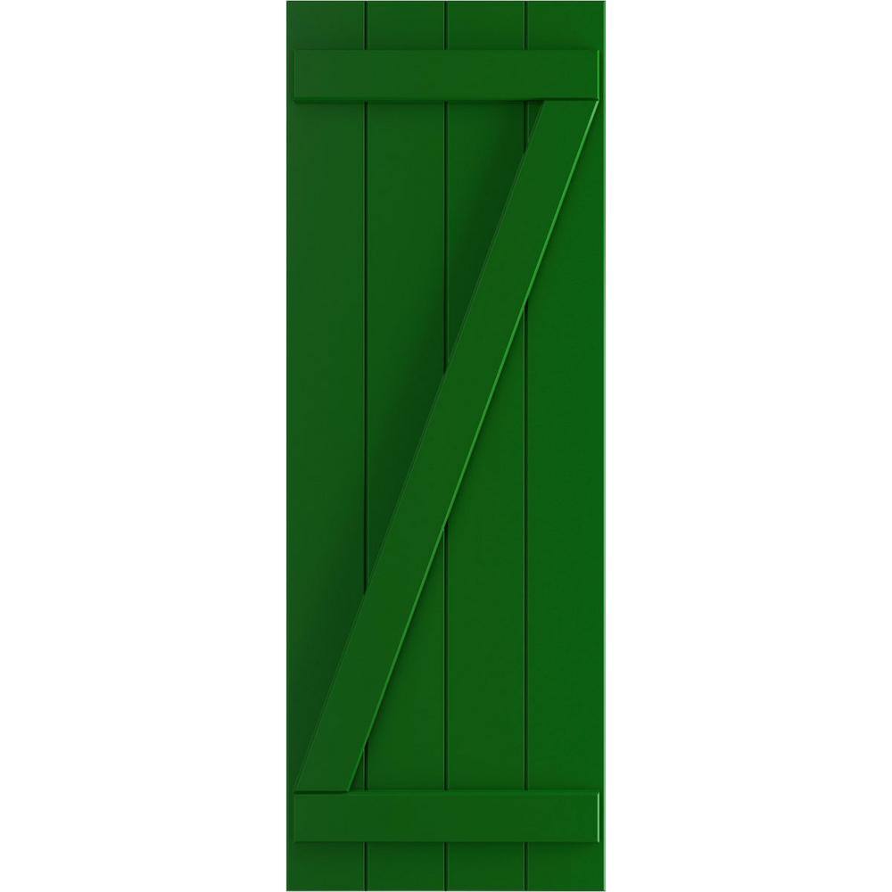 True Fit 21-1/2 in. x 51 in. PVC 4-Joined Board and Batten Shutters with Z-Bar Pair in Viridian Green price history on PriceWatchPro