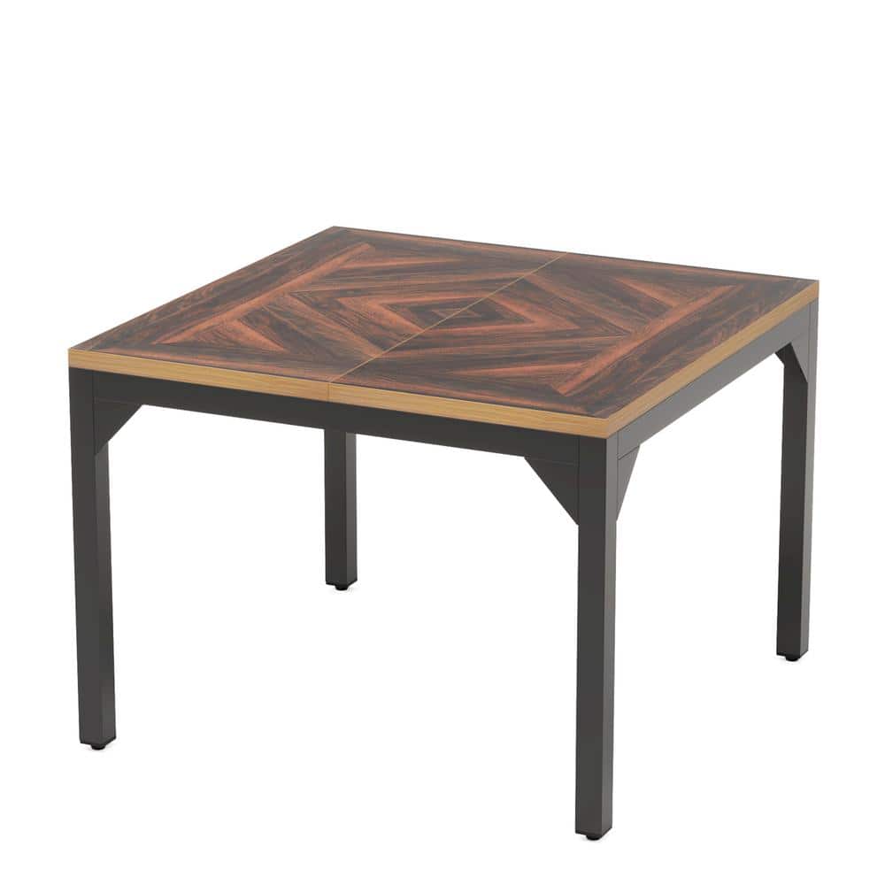 Wood Finish and Black MDF 39.4 in. 4 Legs Square Dining Table Seats 4 for Small Space price history on PriceWatchPro
