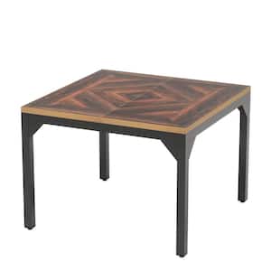 Wood Finish and Black MDF 39.4 in. 4 Legs Square Dining Table Seats 4 for Small Space